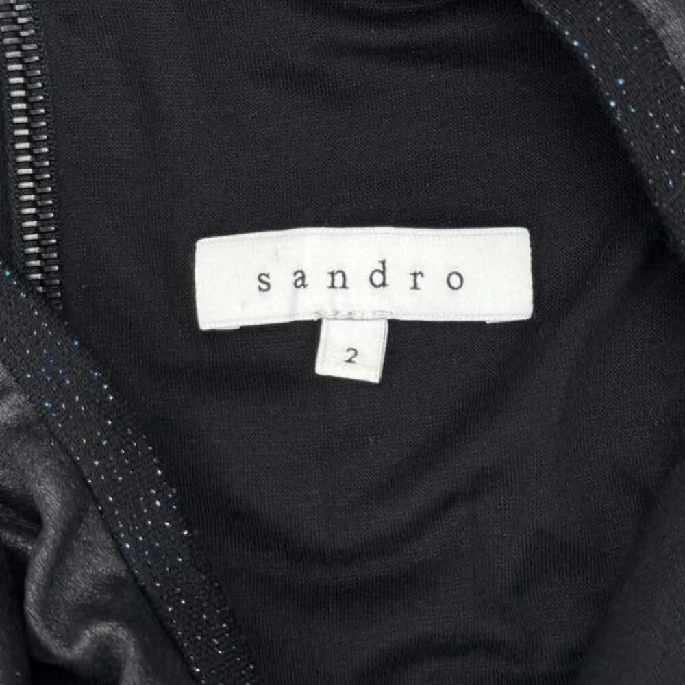 SANDRO Wool Blend Metallic Faux Leather Dress Size 6 - Picture 8 of 11